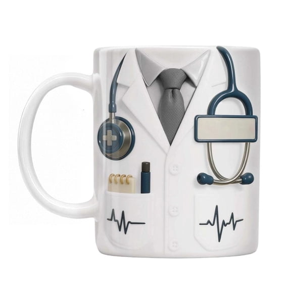 YIEMEEN Stethoscope Pattern Ceramic Coffee Cup Gift for Nurses and Doctors Personalize