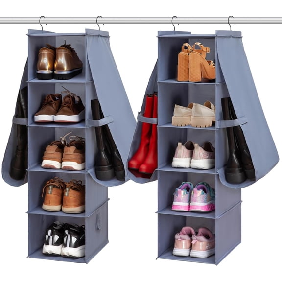 Shoe Rack Closet Hanging Boot Organizer for Closet Shoes Organizer Hanging Shoe Boots Storage Holder Shoe Closet Organizer, 10-Shelf 4 Pockets