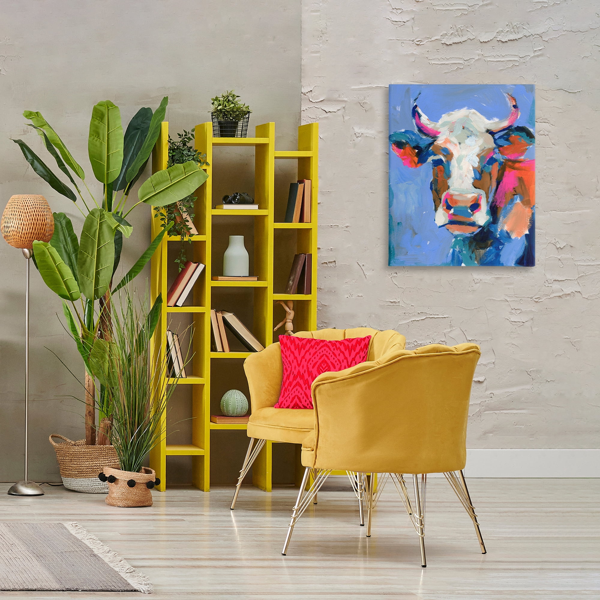 Stupell Industries Painterly Cow Portrait Animals & Insects Painting Gallery Wrapped Canvas Art Print Wall Art, 24 x 30