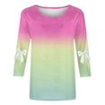 thumbnail image 5 of Womens Fall Clothes with Bows, 3/4 Sleeve Shirts for Women Fashion Loose Fit Ombre Tie Dye Crewneck T-Shirts, 5 of 5