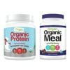 Orgain - Organic Vegan, Non-GMO Plant Based Protein Powder - Peppermint Hot Chocolate (1.02 LB) + Meal Replacement Powder - Creamy Chocolate Fudge (2.01 LB)