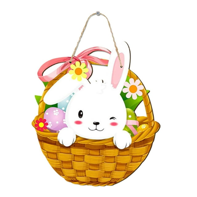 Señal colgante de madera de Pascua, decoración de de placa colgante decoración de la señal de la puerta del conejo del conejo para la