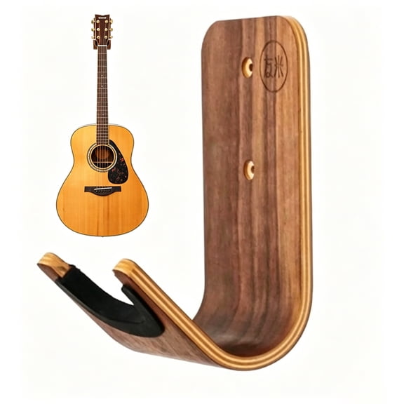 Guitar Wall Mount Hook Walnut Wood Guitar Hanger for Storage & Display Heavy Duty Ply Guitar Holder for The Wall Hangers Stand for Acoustic Guitars