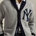 thumbnail image 5 of Men's Polo Ralph Lauren Gray New York Yankees Wool Shawl Button-Up Cardigan, 5 of 6