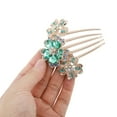 thumbnail image 3 of 1 Pc Women Three Flowers Hair Insert Comb for Straight Thick Wavy Hair Blue Alloy Rhinestone, 3 of 3