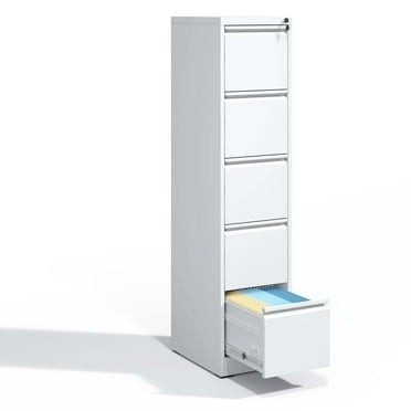 DeeHome 5 Drawer Metal Vertical File Cabinet with Lock Office Home Steel Vertical File Cabinet for A4 Legal/Letter Size