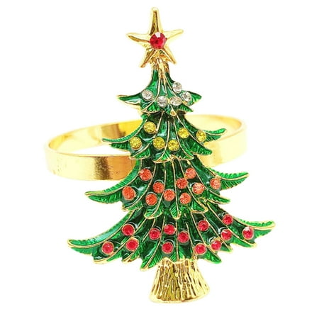 

1pc Christmas Tree Designed Napkin Ring Alloy Dinner Napkin Buckle (Green)