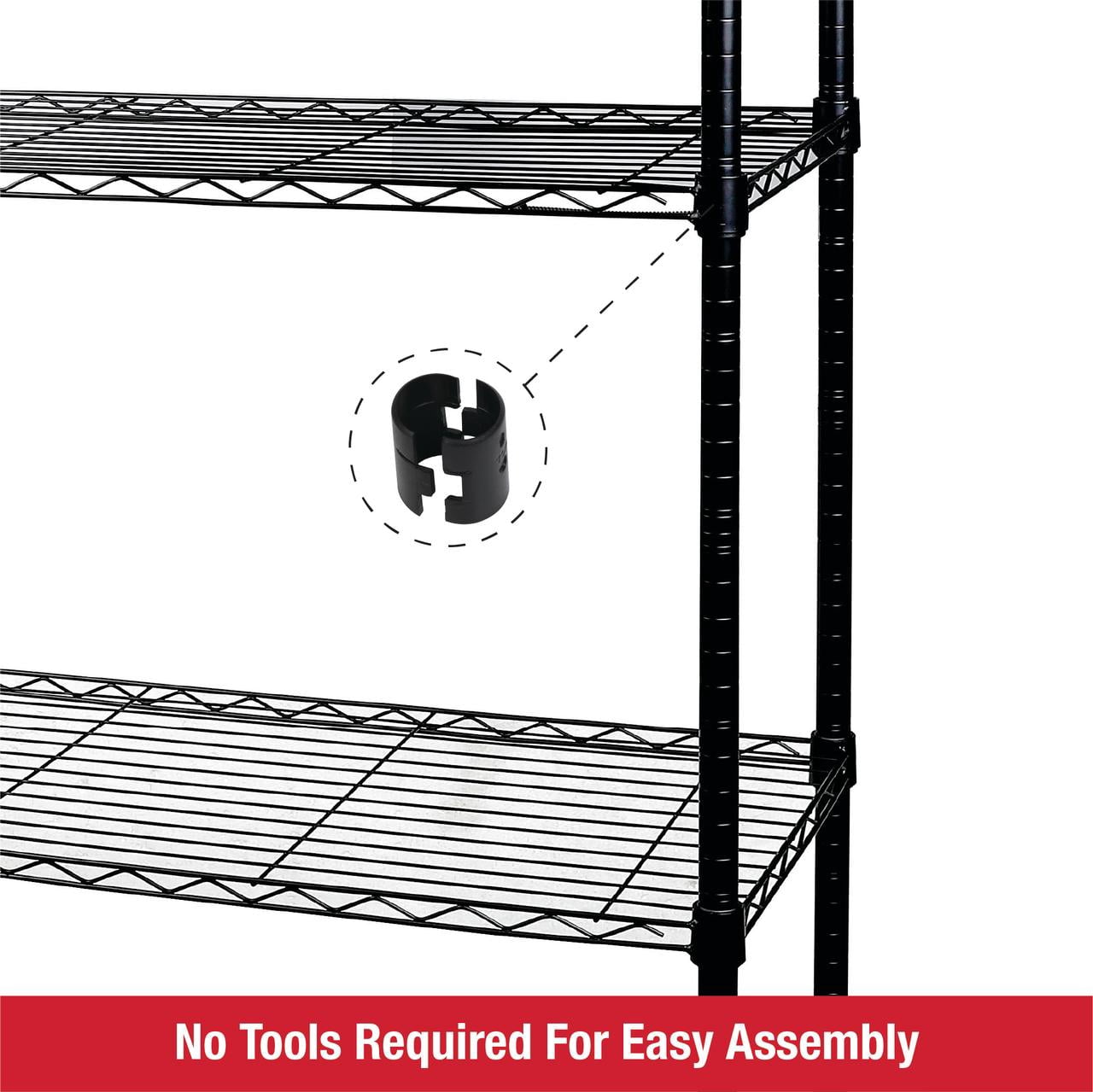 Rubbermaid Heavy Duty 5-Tier Black Wire Shelving Unit, 1250lb Capacity
