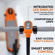 Electric Scooter with Bluetooth Music & Rainbow LED Lights, 3 Speed Modes (Max 9MPH), 110W Powerful Motor E-Scooter for Ages 6-12, Safety Electronic Brake, Best Birthday Gift for Boys & Girls,Orange
