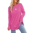 thumbnail image 2 of MOSHU Sweatshirts for Women Thumb Hole Long Sleeve Shirts Curved Hem Crewneck Sweatshirts Casual Fall Womens Tunic Tops, 2 of 10