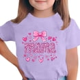 thumbnail image 2 of ITSAME Girls T-Shirt, Mother's Day Print Round Neck Short Sleeve Festival Casual Comfortable Tops for Kids Purple Size 14-15T, 2 of 5