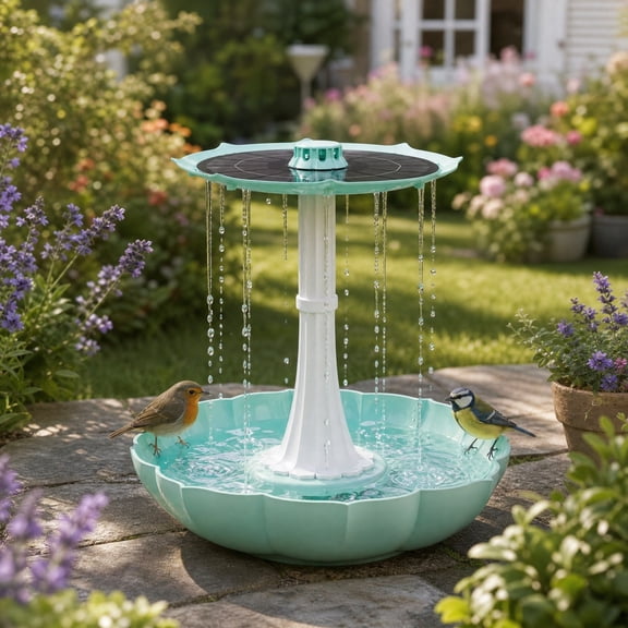 Solar Powered Bird Bath Fountain,Solar Waterfall,Solar Pump 2-Tiered Waterfall,Lightweight Resin Plastic For Garden Outdoor Bird Feeder Decor,YuCaiWen