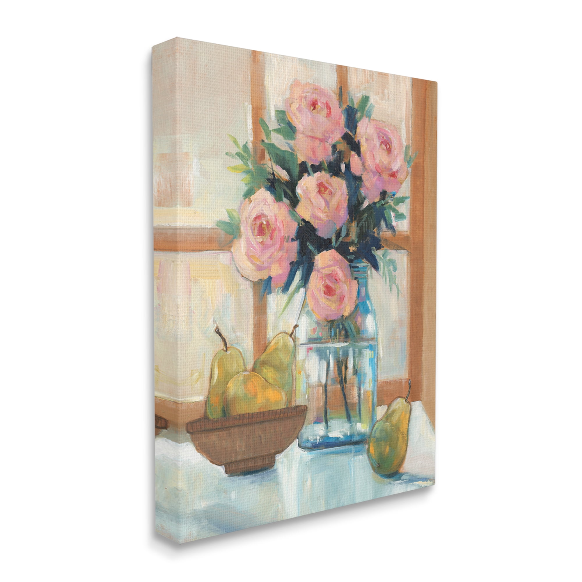 Stupell Industries Fresh Pink Roses & Fruit Kitchen Window Scene Painting Gallery Wrapped Canvas Print Wall Art, Design by Tim OToole