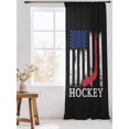 thumbnail image 3 of Sheer Curtains 108 Inches Long, Black American Flag Semi Sheer Curtains Light Filtering Window Treatment, Abstract Red Hockey Stripes Us Flag Privacy Voile Drapes for Living Room Bedroom 52x108 Inch, 3 of 7
