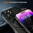 thumbnail image 6 of for iPhone 14 Pro Max Phone Case with Magnetic Invisible Stand [Compatible with MagSafe][Crystal Clear PC Back] Non-Slip Soft Bumber with Ring Holder for Women Men 6.7 inch-Black, 6 of 14