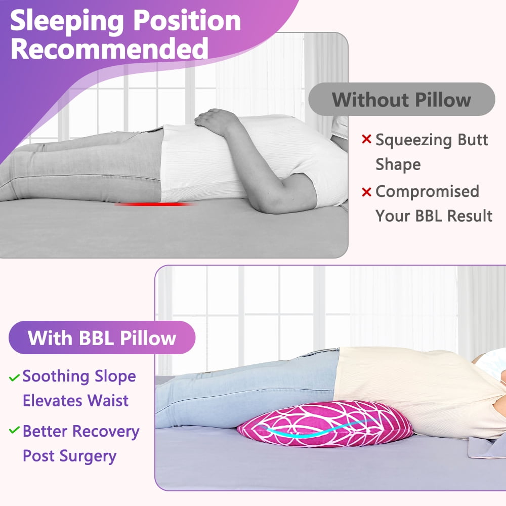 BBL Sleeping Pillow After Surgery - Booty Butt Pillow for Sitting, Brazilian Butt Lift Support Cushion (Pink)