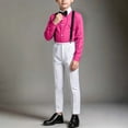 thumbnail image 2 of Bovxnpu Boys Performence Outfits Boys Summer Long Sleeve Dress Shirt 3 Piece Bow Tied Suspender Outfits, 2 of 7