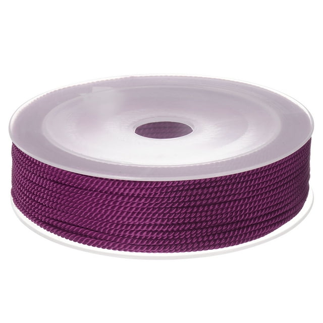 Unique Bargains Twisted Nylon Twine Thread Beading Cord 1.5mm 20M/65 Feet Extra Strong Braided Nylon String, Dark Magenta