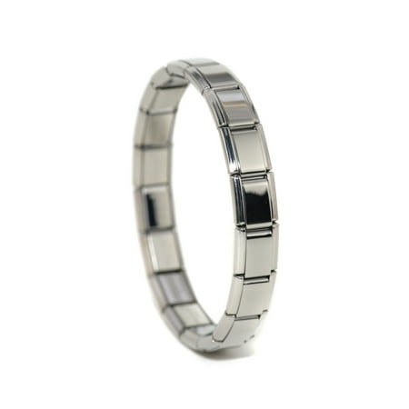 Dolceoro Shiny Starter (SB-001) Italian Charm Modular Link Bracelet Jewelry, Stretchable Expandable Charming 9mm Size Stainless Steel - 19 Links