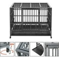thumbnail image 4 of SHUSHIM 48'' Enhanced Heavy Duty Dog Kennel Crate Cage with Strong Metal Frame, Double Doors and Lockable Wheels, for Extra Large Dog Breeds, Pet Playpen, Black, 4 of 7