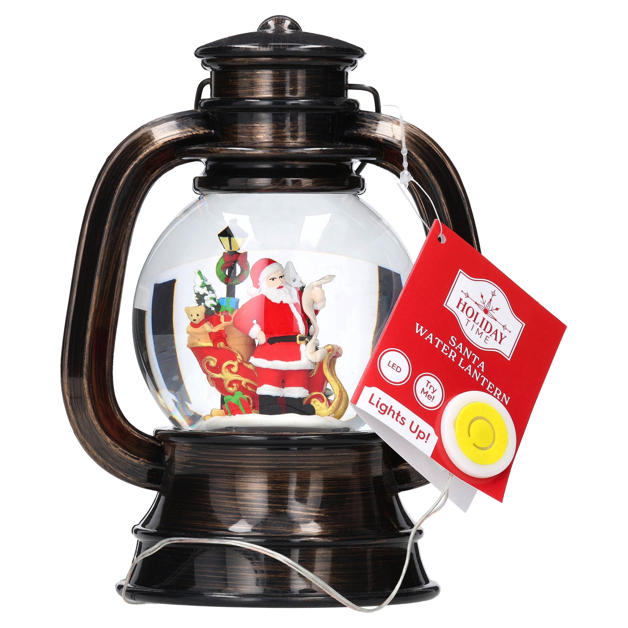 Light-Up Santa Water Lantern Christmas Decoration, Multicolor, 7.8", by Holiday Time