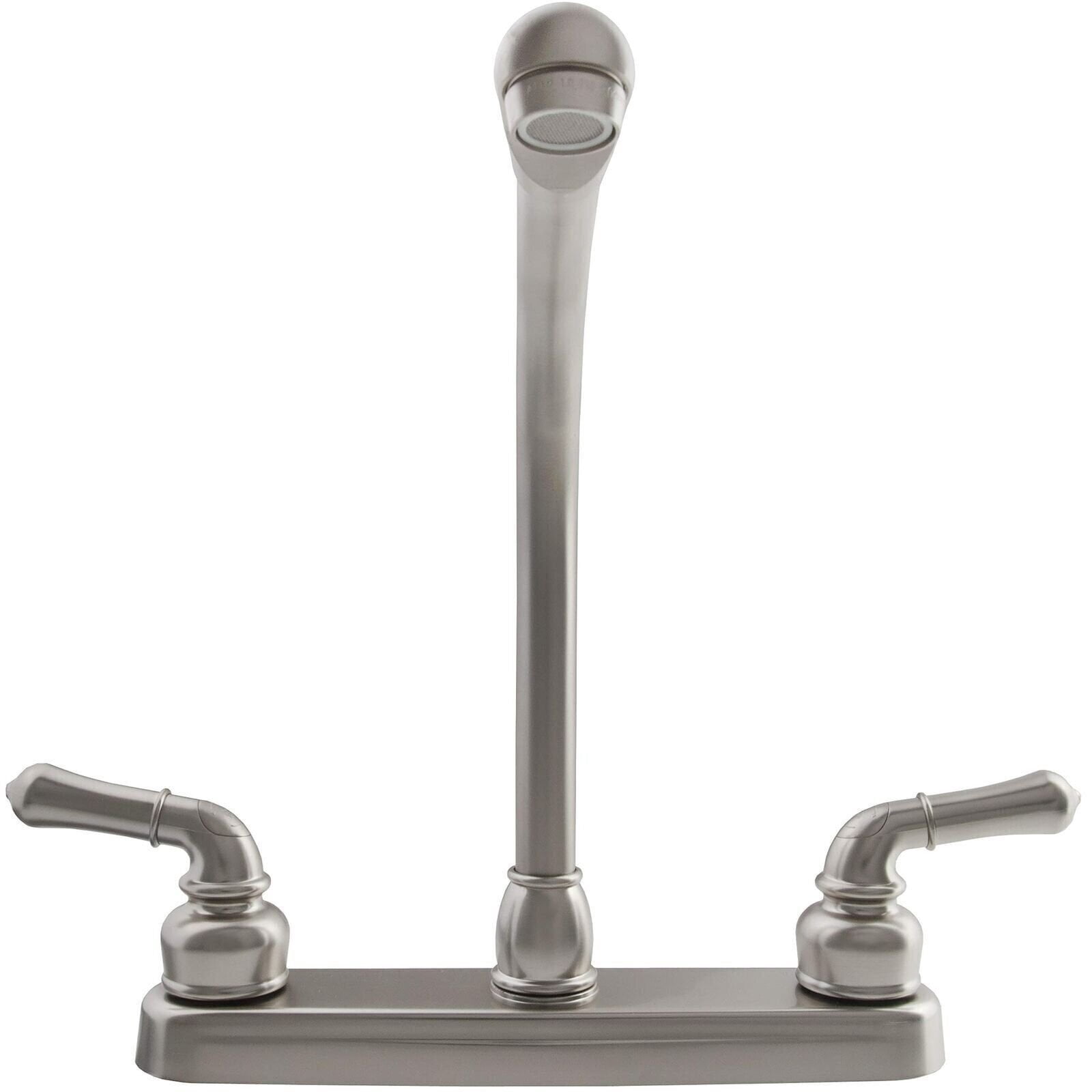 Dura Faucet DF-PK210C-SN Hi-Rise RV Kitchen Sink Faucet with Classical Levers (Brushed Satin Nickel)