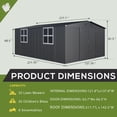 thumbnail image 3 of YODOLLA 12' x 18' Metal Outdoor Storage Shed with Windows, Large Steel Tool Shed Storage Building for Garden, Patio, Backyard in Dark Grey, 3 of 7