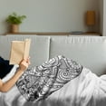 thumbnail image 3 of White Soft Flannel Fleece Blanket, Love Word in a Heart Ornamented with Uncolored Doodle Flowers and Swirls, Cozy Plush for Indoor and Outdoor Use, 50" x 70", Charcoal Grey and White, by Ambesonne, 3 of 5