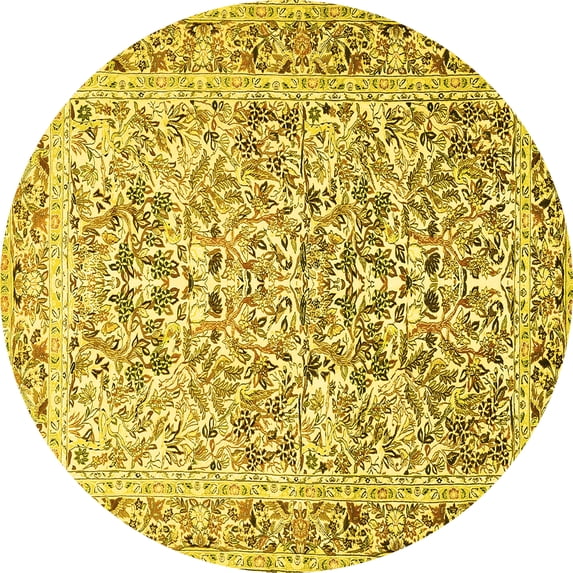 Ahgly Company Indoor Round Persian Yellow Traditional Area Rugs, 6' Round