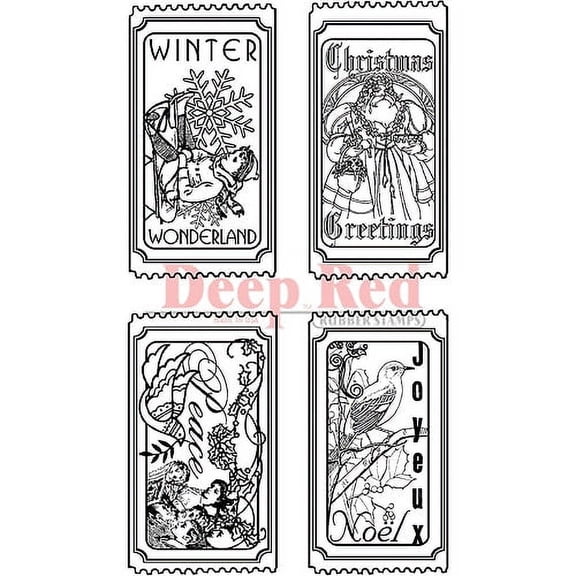 Deep Red Cling Stamp Set 2"x4"-vintage H