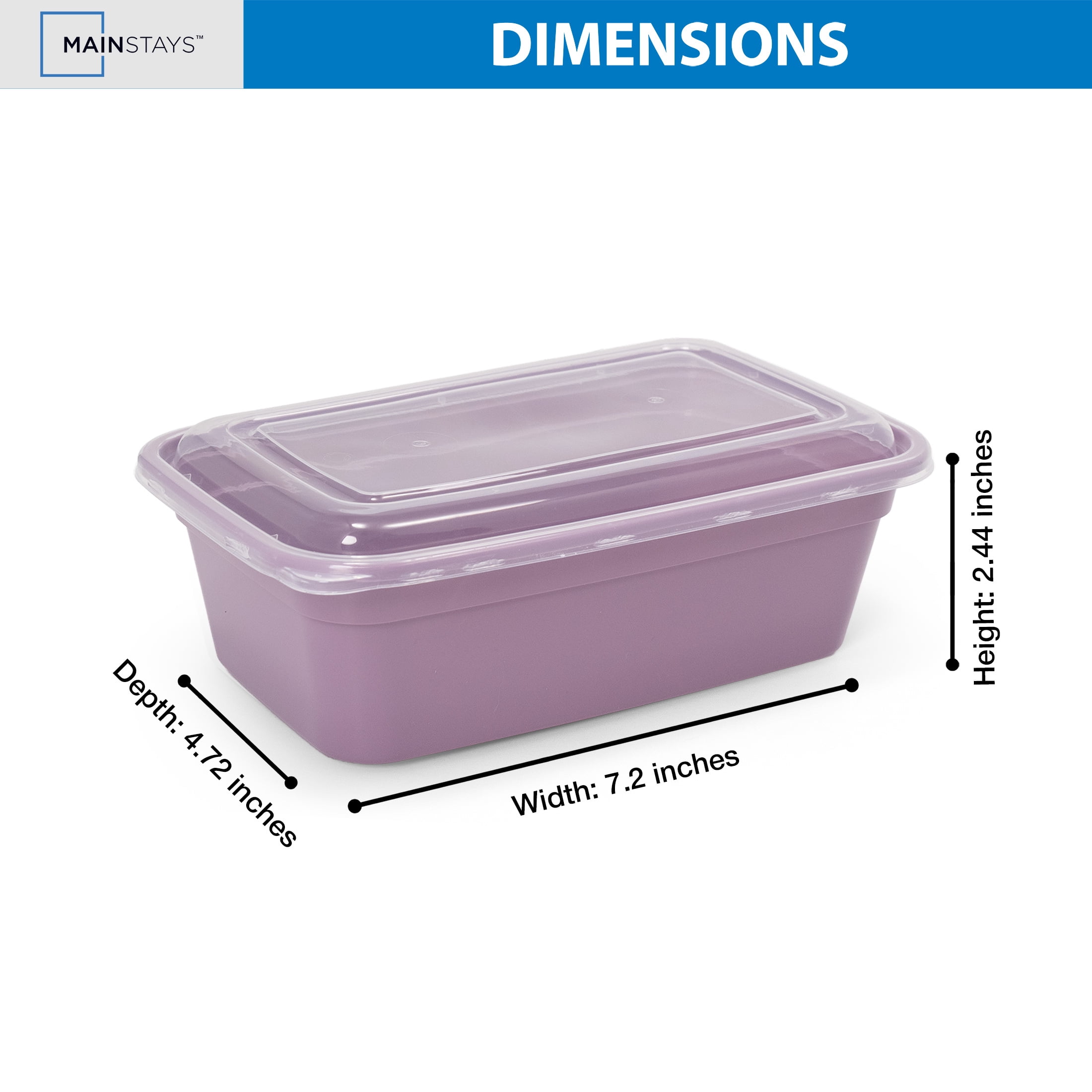 Mainstays 5-Pack 1-Compartment BPA-Free Plastic Snack Meal Prep Food Storage Containers, 3 Cup, Lilac Bloom
