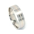 thumbnail image 2 of Mens Two Tone Brushed Wedding Band 14K White & Yellow Gold, 2 of 3