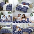 thumbnail image 5 of Navy Blue Duvet Cover Set Queen Size, Moroccan 4 Piece Soft Microfiber Bedding Set with 1 Duvet Cover, 1 Flat Sheet, 2 Pillowcases, 5 of 9