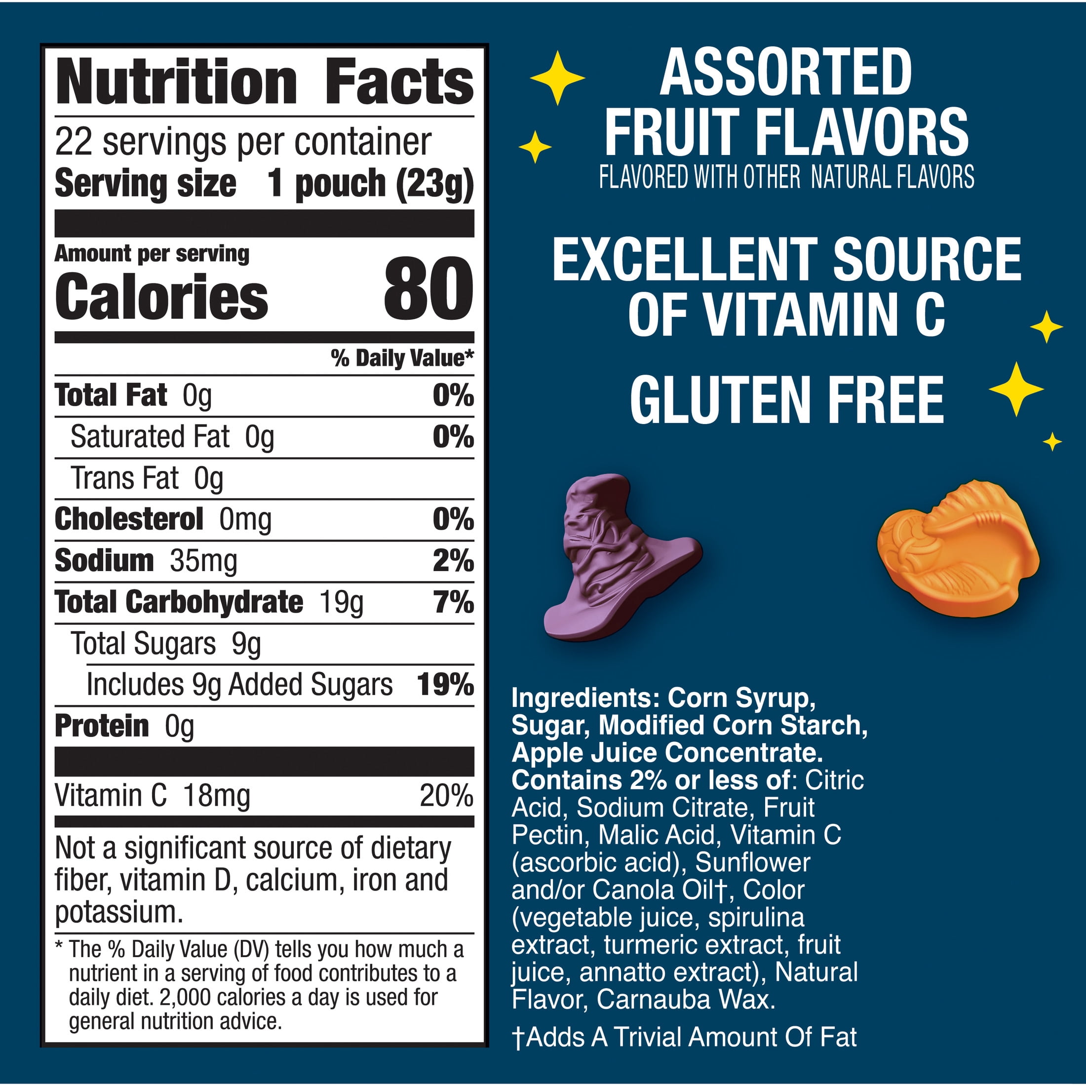 (6 pack) Harry Potter Fruit Flavored Snacks, Gluten Free, Value Pack, 17.6 oz, 22 Pouches