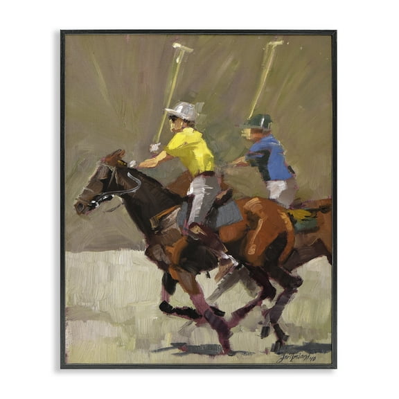 Stupell Industries Polo Player Athletes Sports Painting Black Framed Art Print Wall Art, 11 x 14