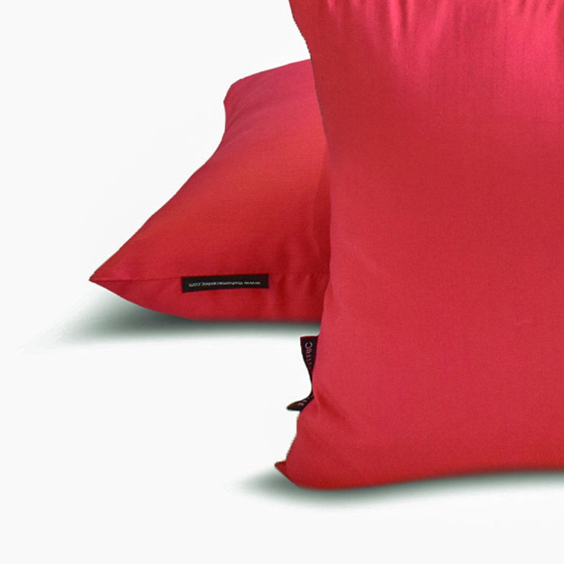 The HomeCentric Decorative Throw Pillow covers Pink & Orange Pack of 2, 16"x16" (40x40 cm) Silk Solid Pillowcase For Sofa Chouch, Hotels, living, Bed Room, Solid Modern Style - Pink Orange Luxury