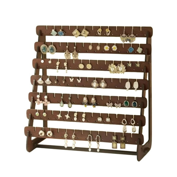 TopLLC Wall Hooks, Hooks for Hanging Vintage Style Wooden Earring Rack Home Living Room Bedroom Desktop Ornaments Display Rack earring holder
