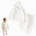 thumbnail image 2 of Zuwimk Toddler Boy And Girls Clothes Long Sleeve Hooded Pullover Sweatshirt + Pants 2pcs Fall Winter Outfit Set(T036-White), 2 of 9