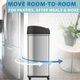 thumbnail image 2 of iTouchless Sensor Garbage Can Kitchen Wastebasket, 13 Gallon, Silver with Wheels, 2 of 2