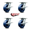 thumbnail image 2 of 6 Inch Heavy Duty Solid Poly Caster Set with Roller Bearings and Brakes SCC, 2 of 2