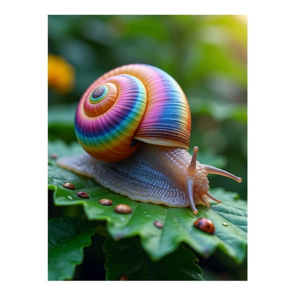 Diamond Art Kits for Adults - Rainbow Snail Leaf Garden Nature 5d Diamond Painting for Adults, Diamond Art for Adults Beginners, Frameless Diamond Painting Kits for Adults for Home Wall Decor