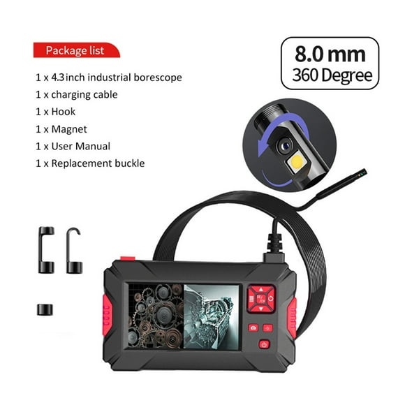 Endoscope Rotatif Industriel 360 Mini Caméra pour Voitures Caméra d'Inspection de Tuyaux d'Égout Écran 4,3 Pouces Caméras Vidéo Numériques Endoscopiques, Facile à Manœuvrer