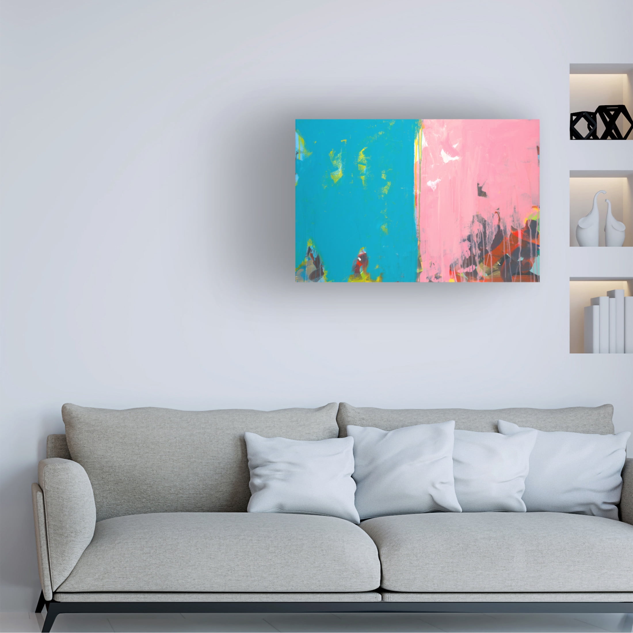 Canvas Wall Art - Jan Weiss 'Colorblock 13' Wall Art for Living Room, Bedroom, or Office Décor by Trademark Fine Art - 47 x 30 Inches