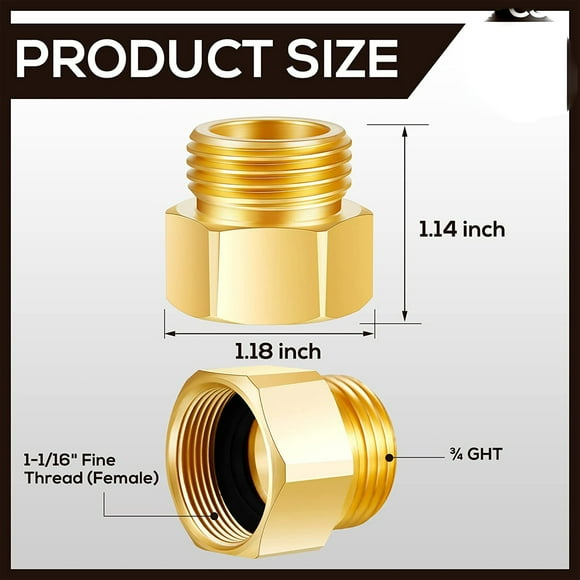1 Pair Brass Hose Bib Adapter for Garden Hose Connector 3.00X3.00X2.90CM