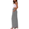 thumbnail image 5 of Sewkxo Linen Pants Women Summer Drawstrings Wide Leg Trousers High Waisted Casual Loose Fit Palazzo Pant with Pockets,Gray S, 5 of 5