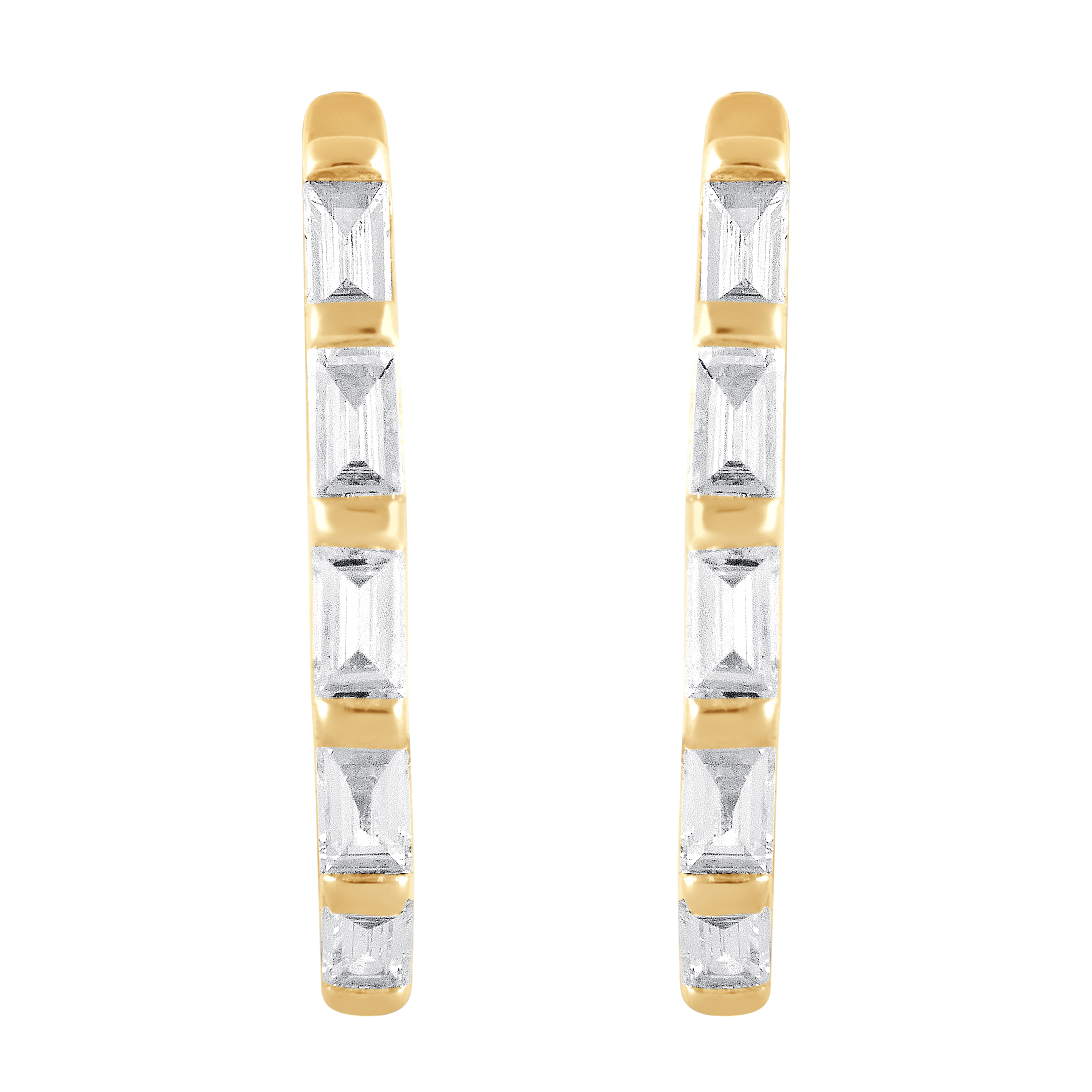 Unique Moments 1/4 Ct Baguette Lab Grown Diamond Hoop Earrings in Silver for Women (J, SI-I1)