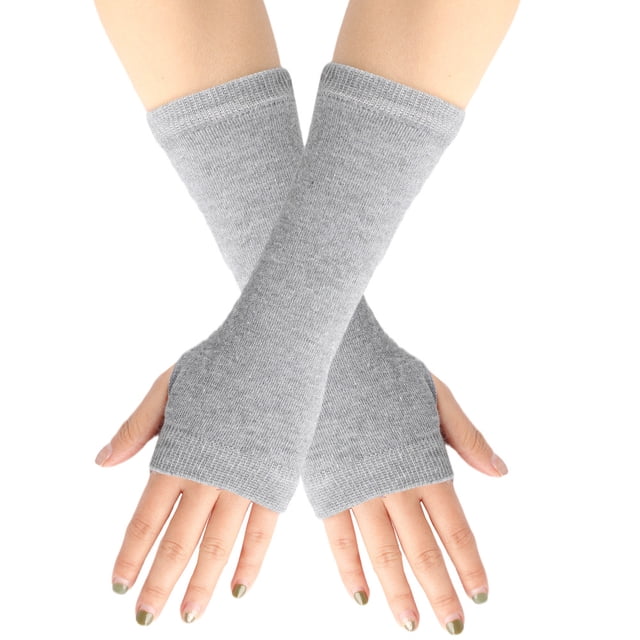 Nvzi Guantes sin dedos Guantes sin dedos de muñeca con orificio para el pulgar Guantes de invierno cálidos sin dedos para hombre-Gris