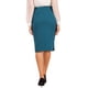 thumbnail image 3 of Falda Lápiz de Mujer Inspire Chic de Cintura Alta con Abertura y Cierre Invisible, Falda de Trabajo, Azul Verde, 3 of 5
