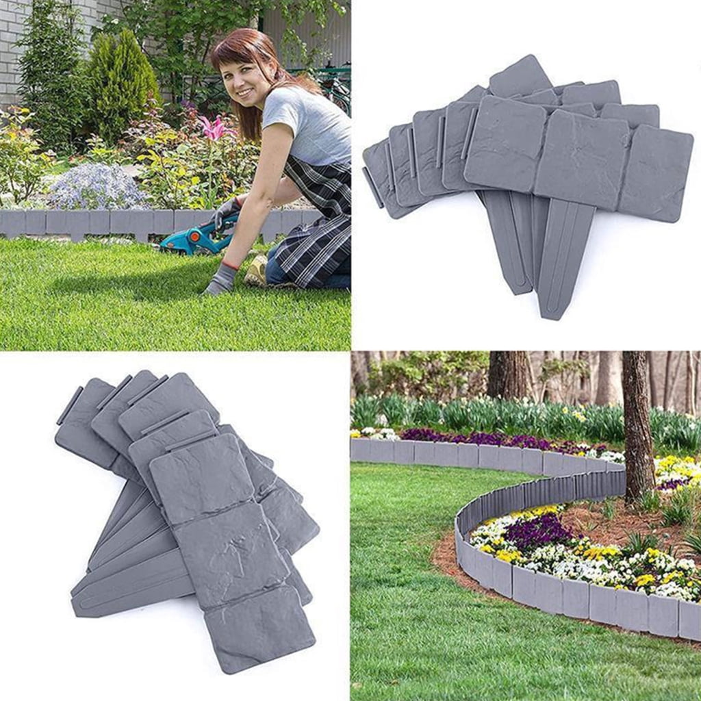 ZPAQI 5/10/20Pcs Landscape Edging Border Garden Edging Border Plastic Stone Effect
