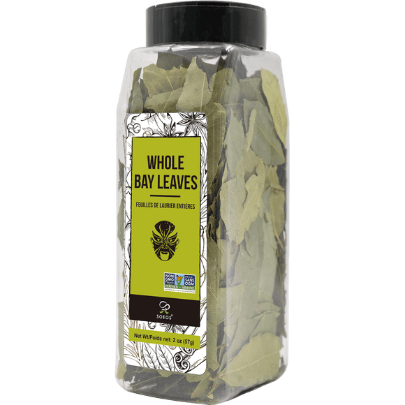 Soeos Whole Bay Leaves 2oz, Dried Laurel, Non-GMO Verified, Herb for Marinades, Stews and Soups